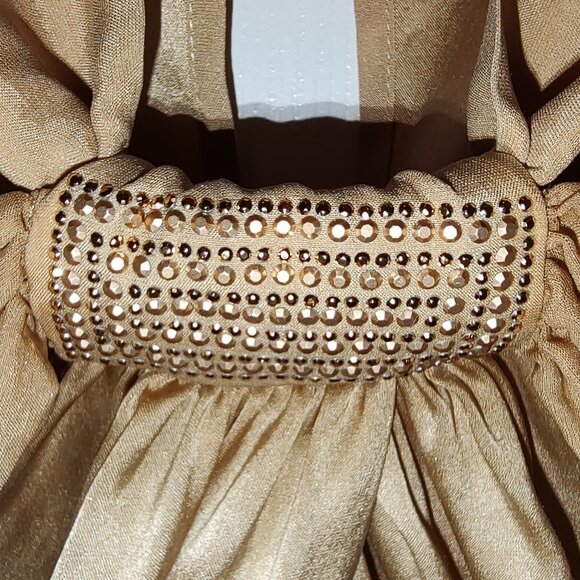 CACHE SILK TANK TOP SLVLS ROUCHED FRONT TUCKS METAL ACCENT KHAKI - WOMENS SMALL - Picture 3 of 7